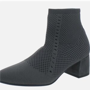 Eileen Fisher Purl Gray Block Heel Stretch Knit Ankle Bootie